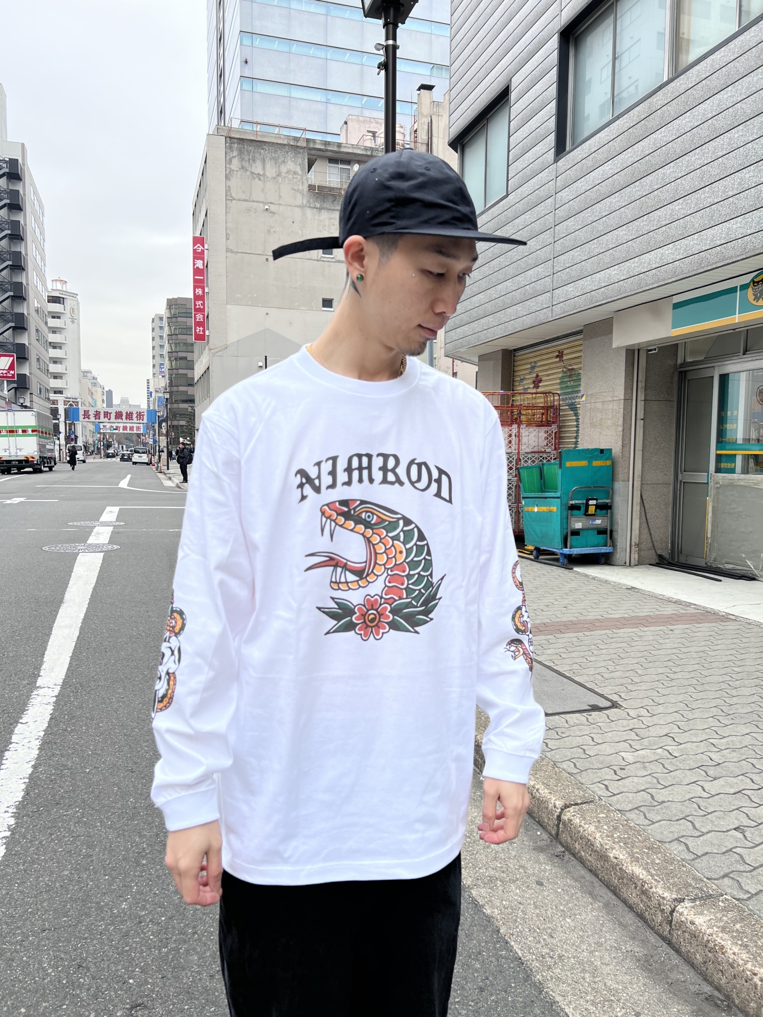 “NIMROD” Snake & Skull L/S T-shirts White
