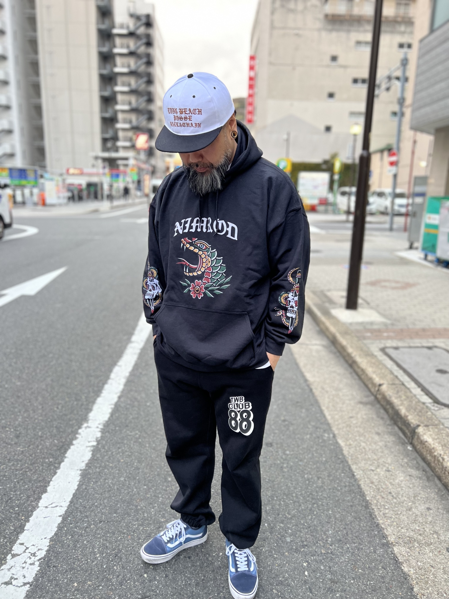 ”NIMROD” Snake & Skull Pullover Hoodie Black