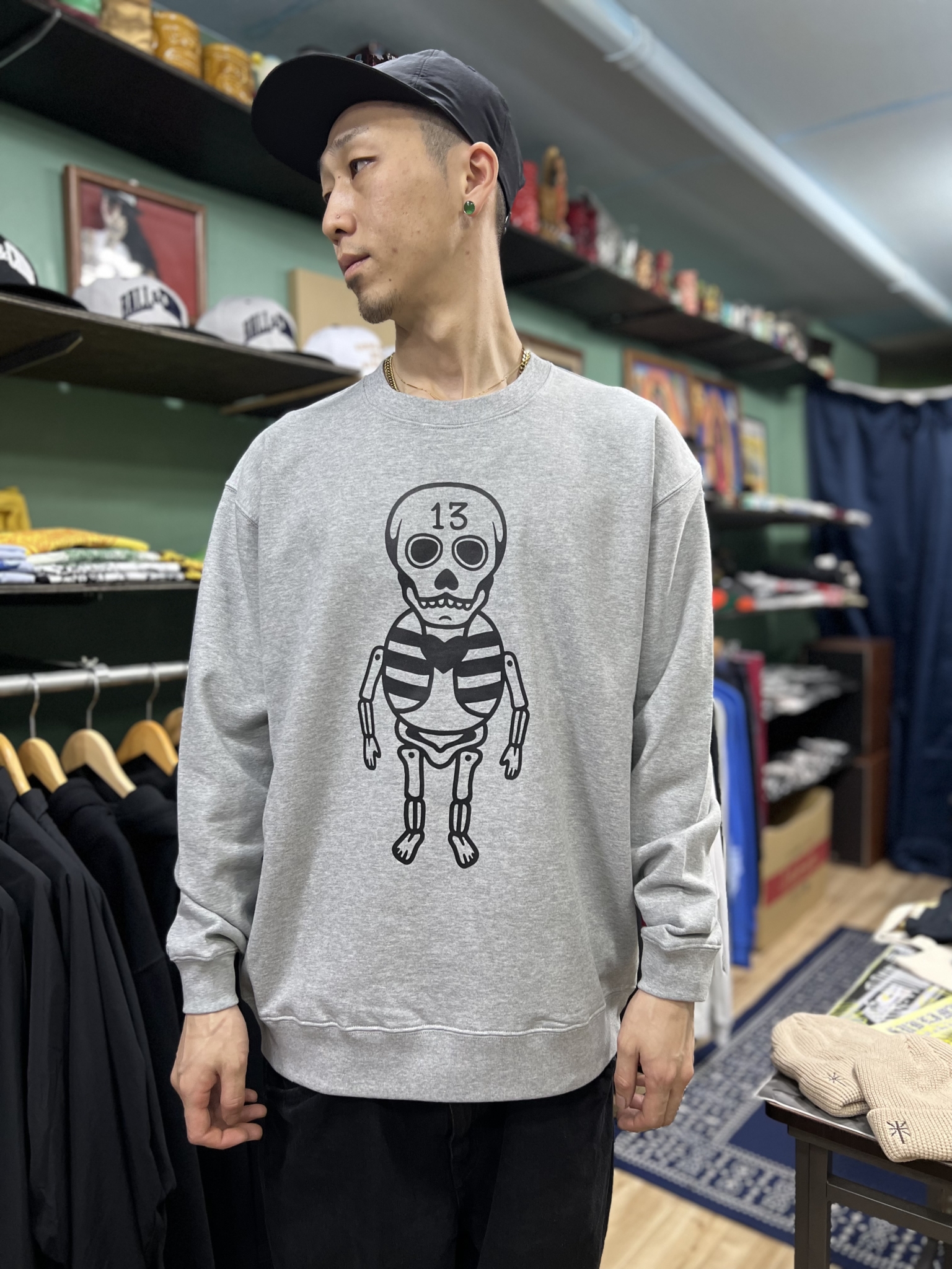 “NIMROD” Skull13 Crewneck Sweat Grey