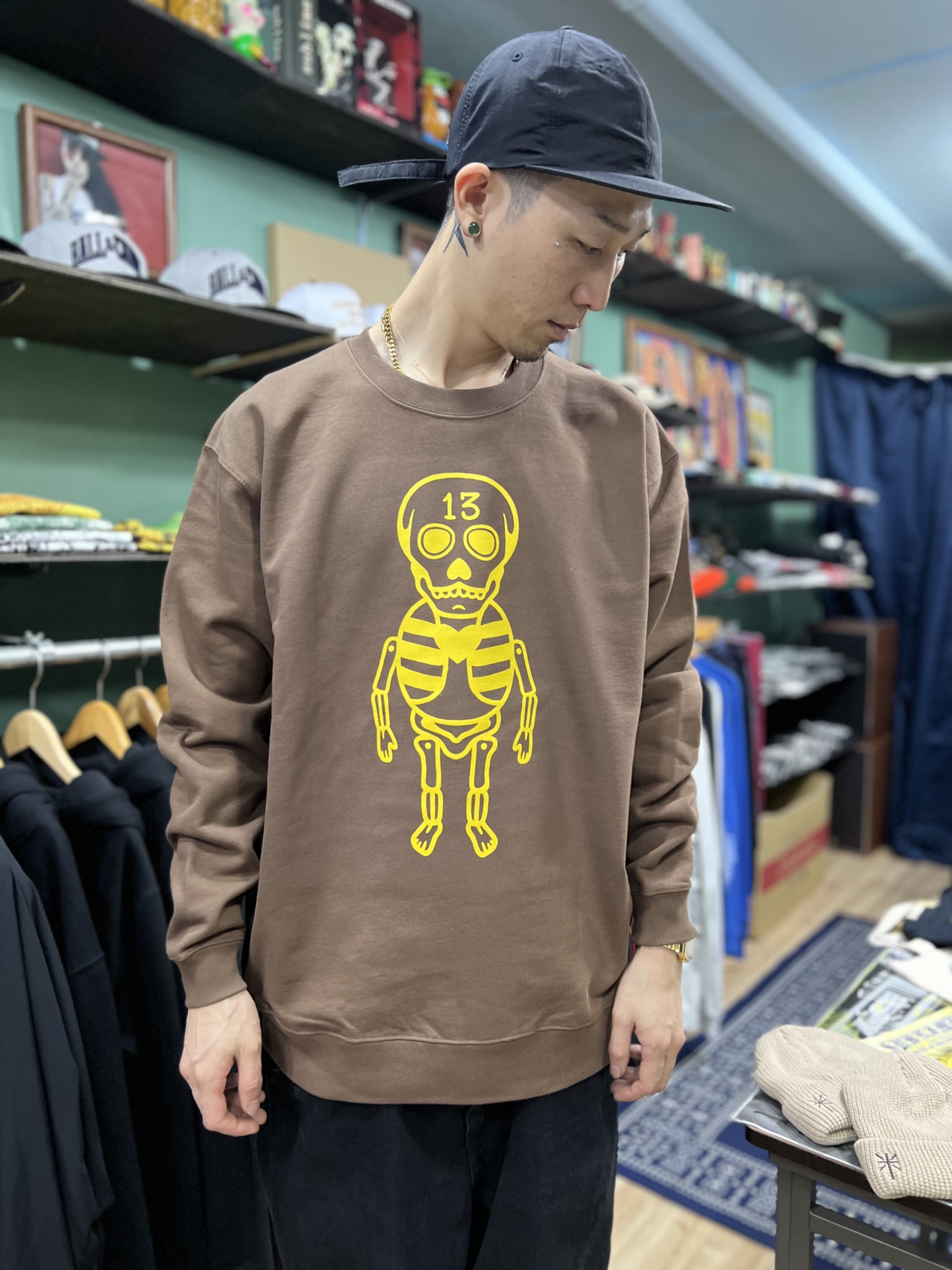 “NIMROD” Skull13 Crewneck Sweat Brown